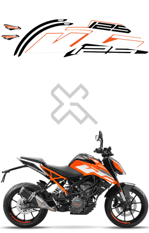 Half Body Sticker Compatible with Duke 125 | Made in Premium Gloss Vinyl with FPF (Fade Protection Film), Precut Sticker, Waterproof, Pack of 1